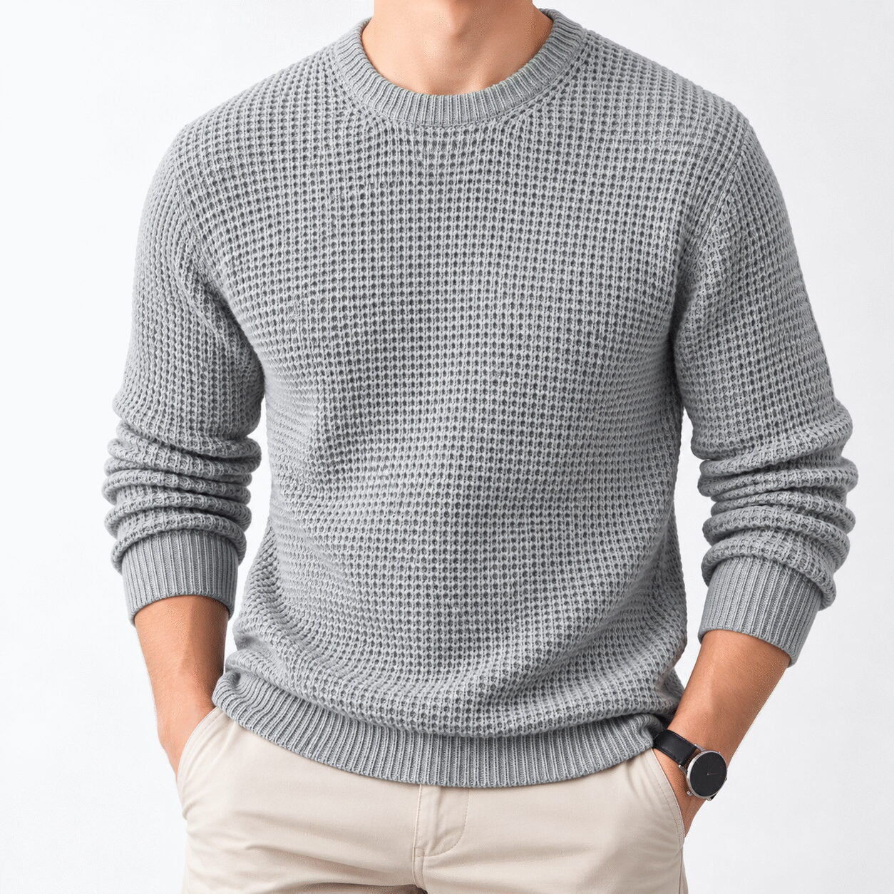 Men’s Solid Color Round-Neck Pullover Sweater - Image 4
