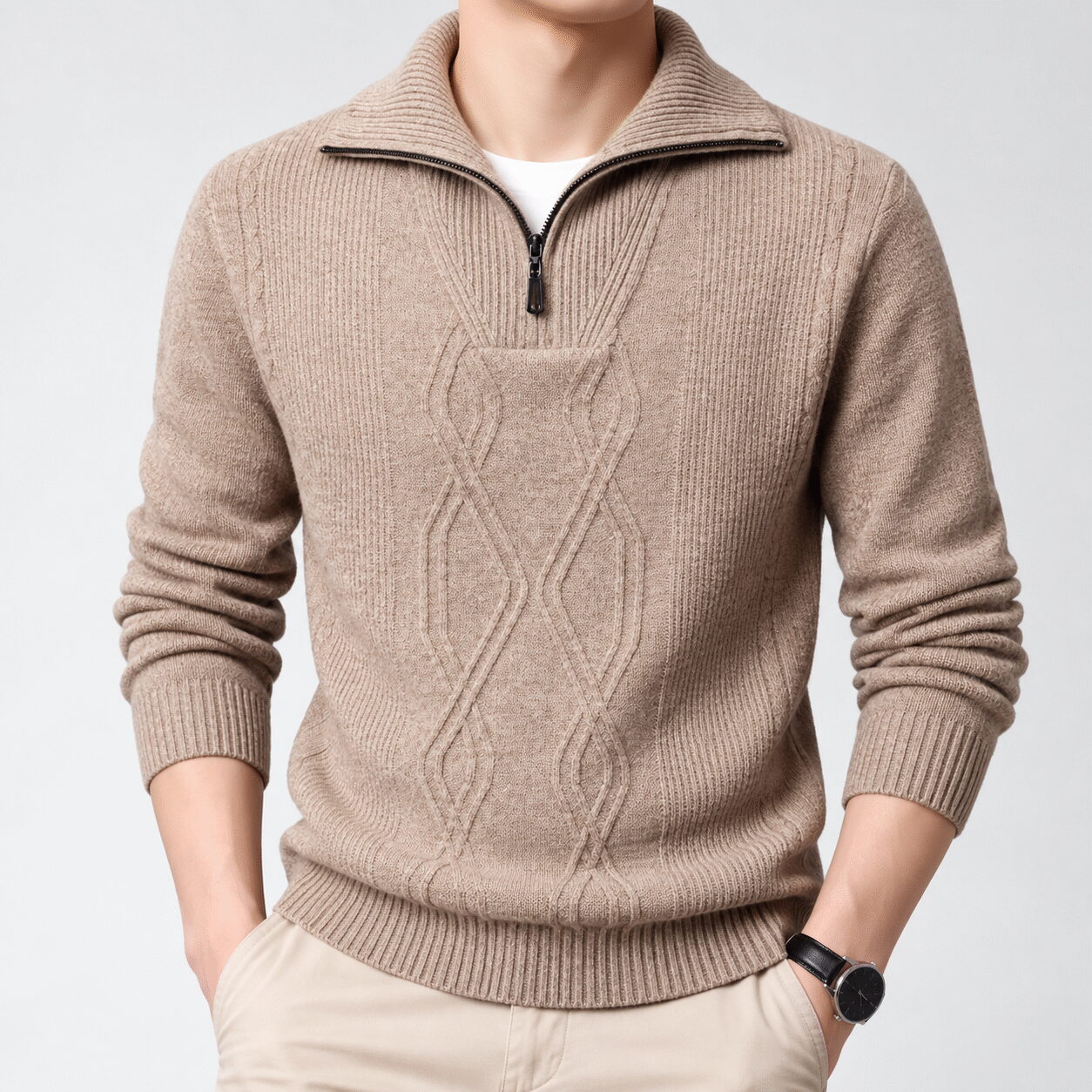 Men’s Thick Thermal Half-Zip Knitting Sweater - Image 5