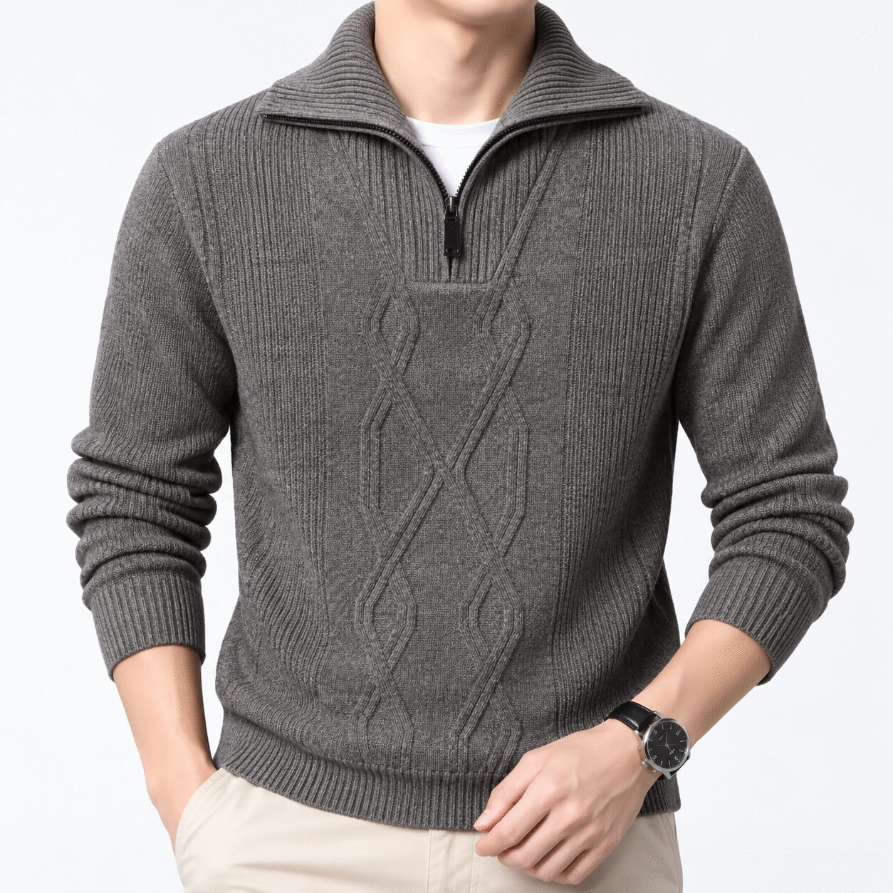 Men’s Thick Thermal Half-Zip Knitting Sweater