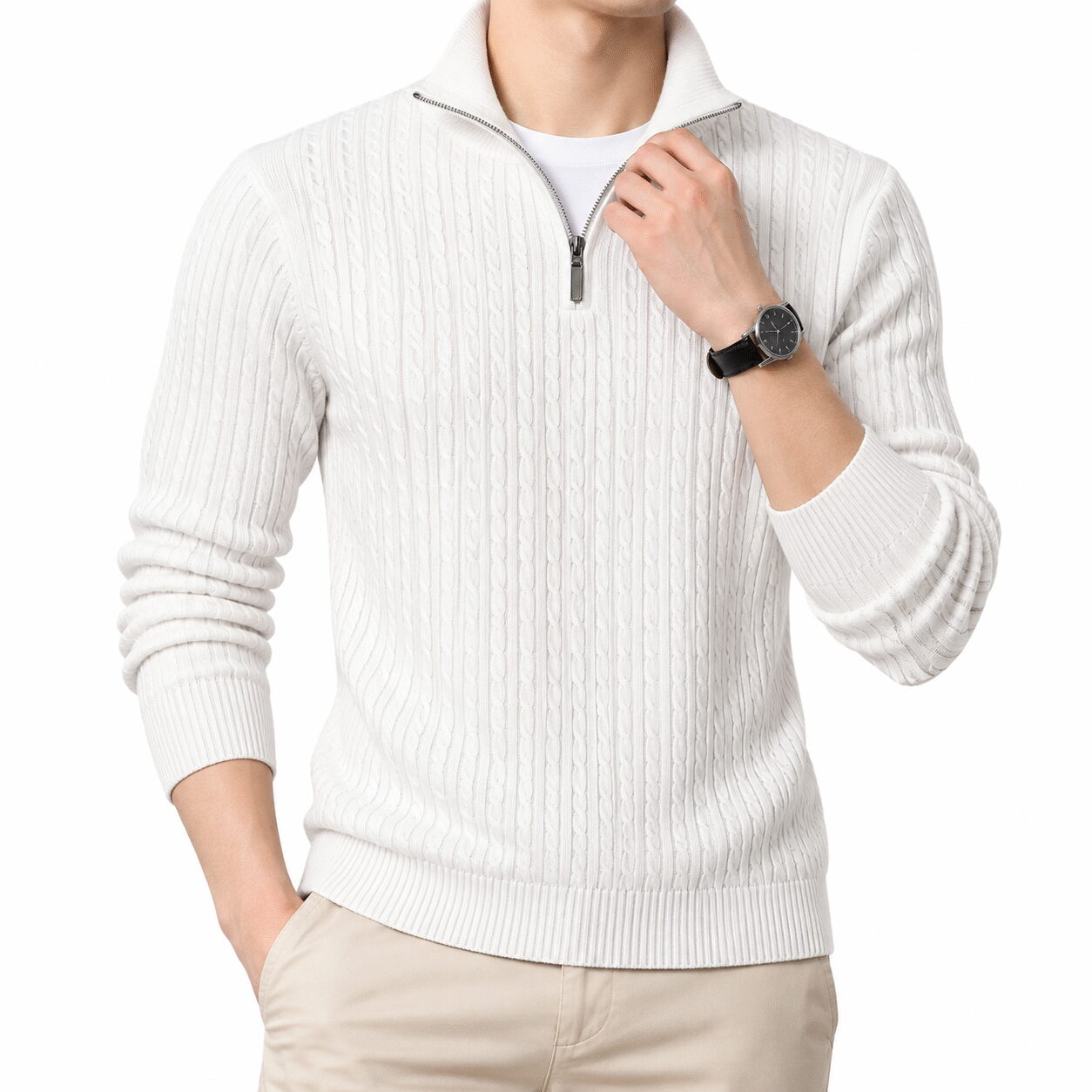Men’s Thickened Half-Zip Knit Sweater - Image 2