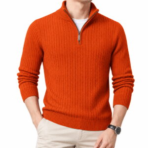 Men’s Thickened Half-Zip Knit Sweater
