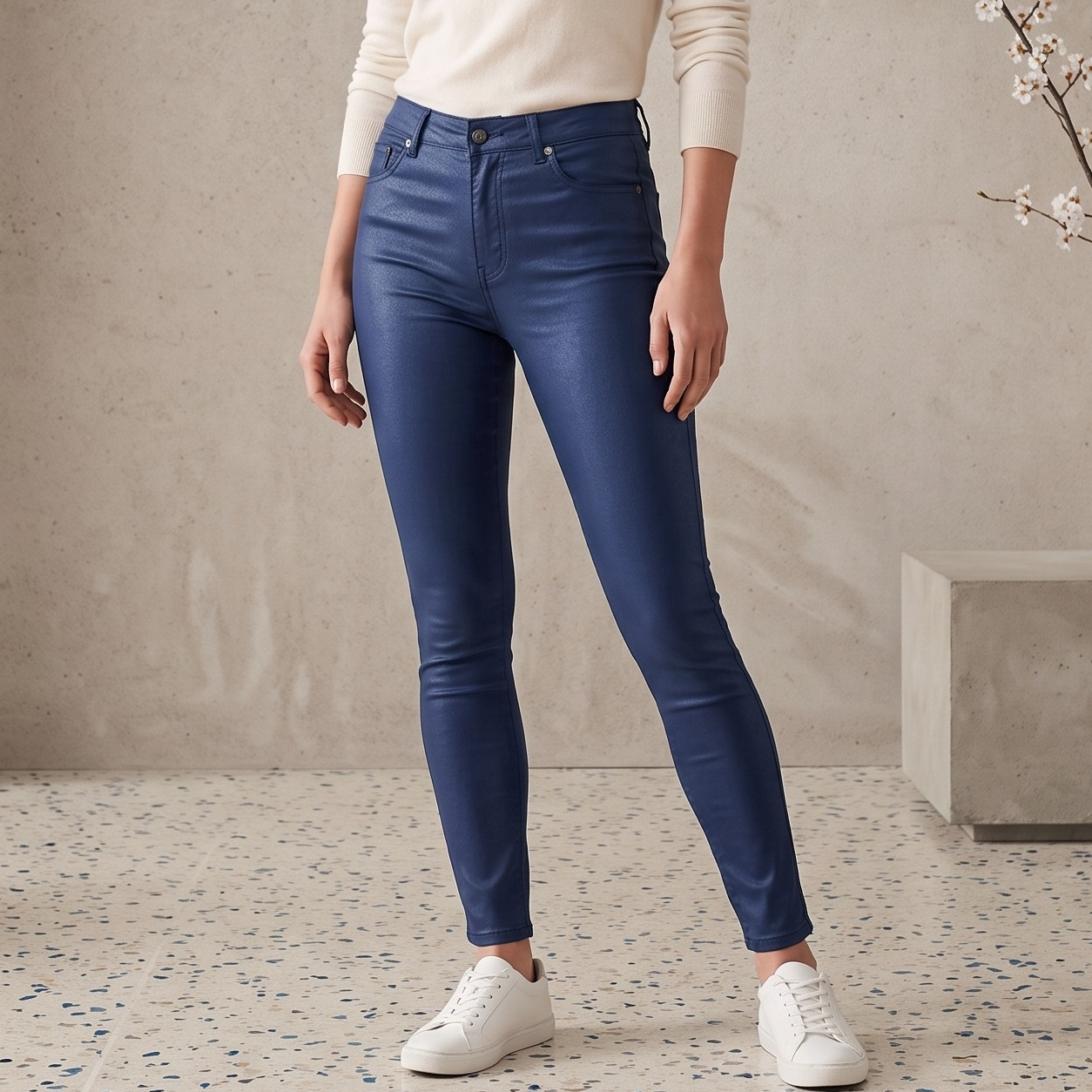Women's Pure Color PU Leather Pant - Image 2