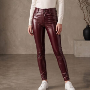 Women's Pure Color PU Leather Pant