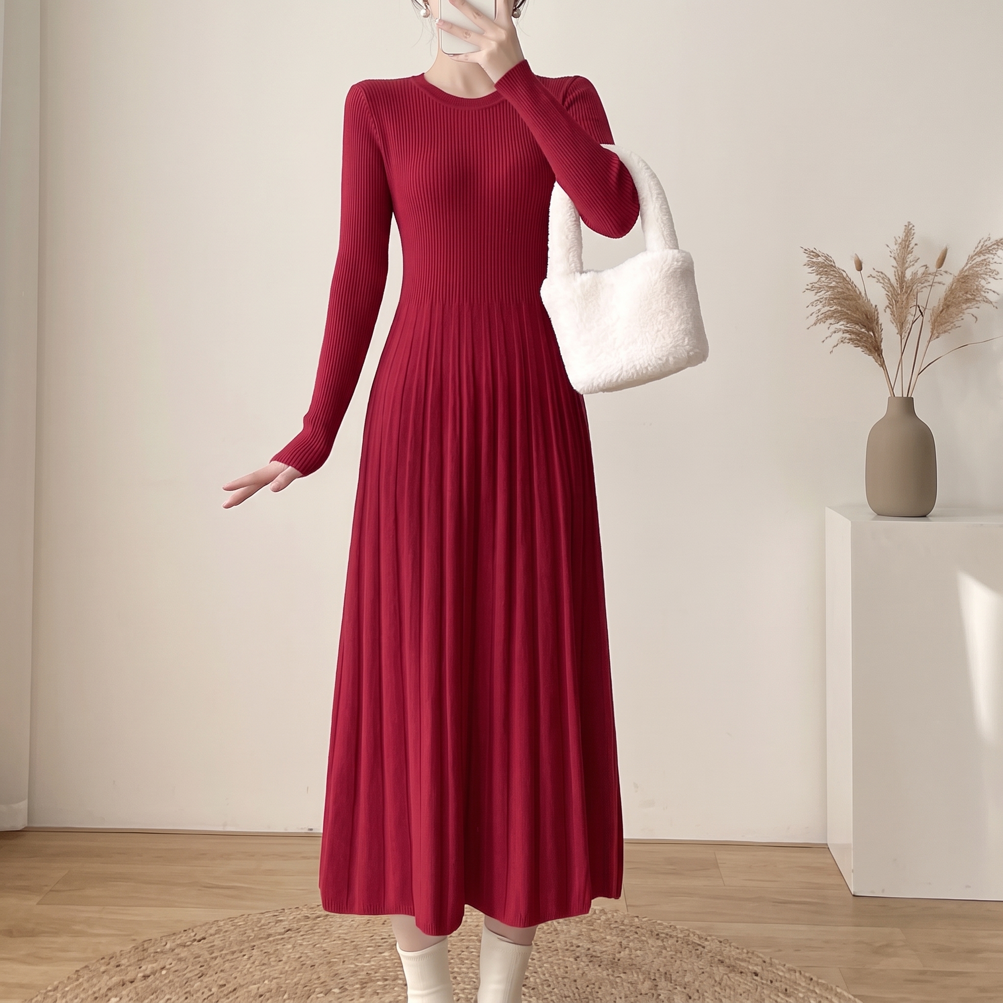 Women’s Pleated Long-Sleeve Commute Maxi - Image 3