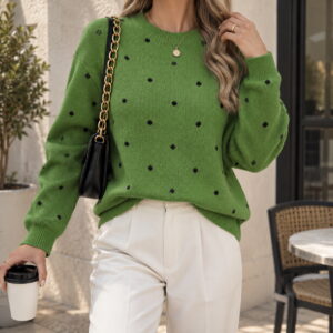 Women’s Polka Dot Jacquard Pullover Sweater