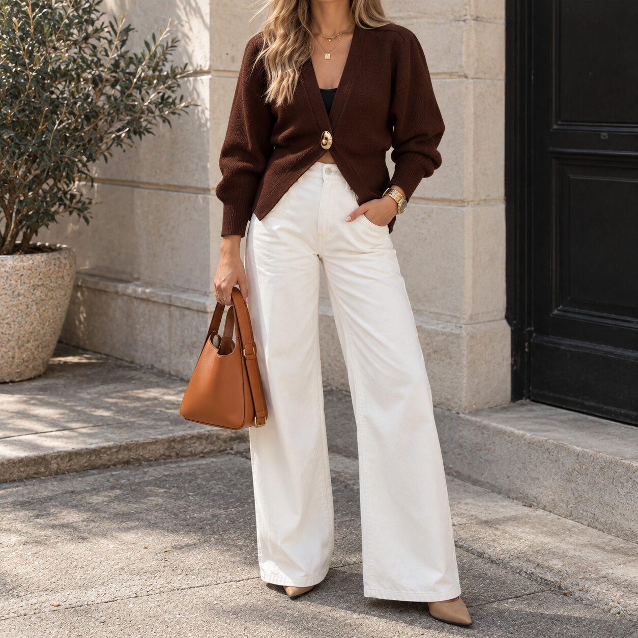 Women’s V-Neck Button Cardigan Sweater Top - Image 3