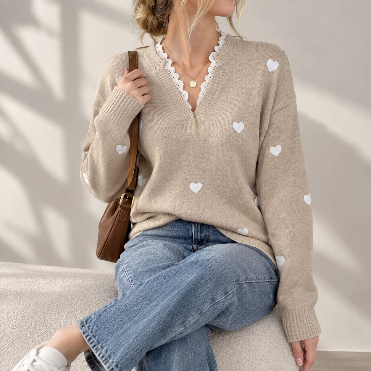 Women’s V-Neck Love Sweater - Image 2
