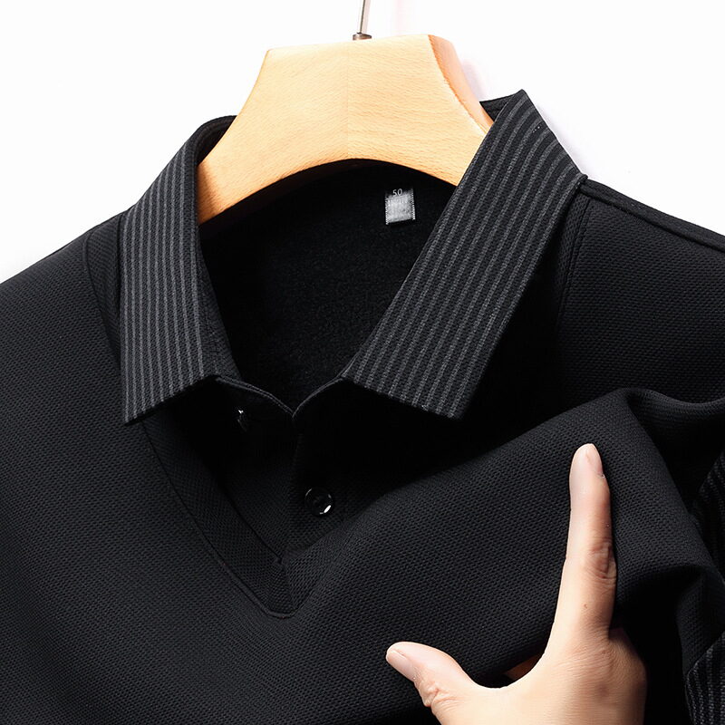 Men’s Striped Long-Sleeve Polo Sweater - Image 11