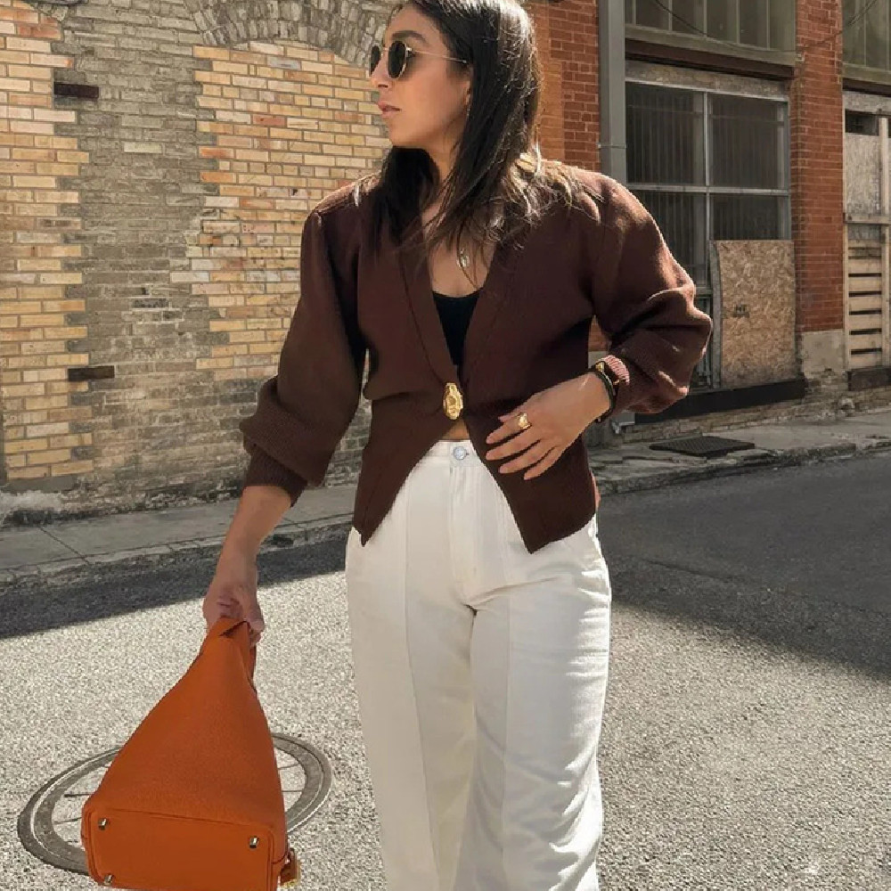Women’s V-Neck Button Cardigan Sweater Top - Image 2